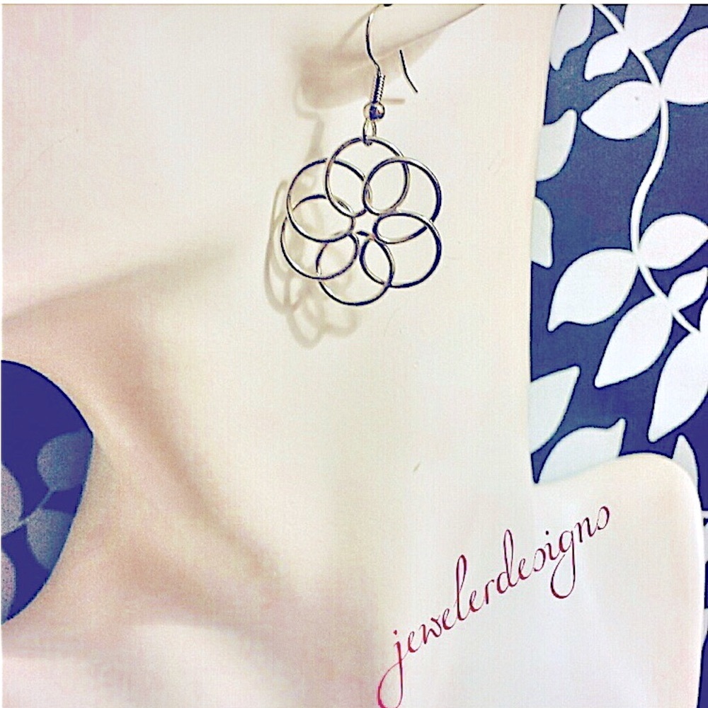 Flower Earrings Handmade wire wrapped in silver